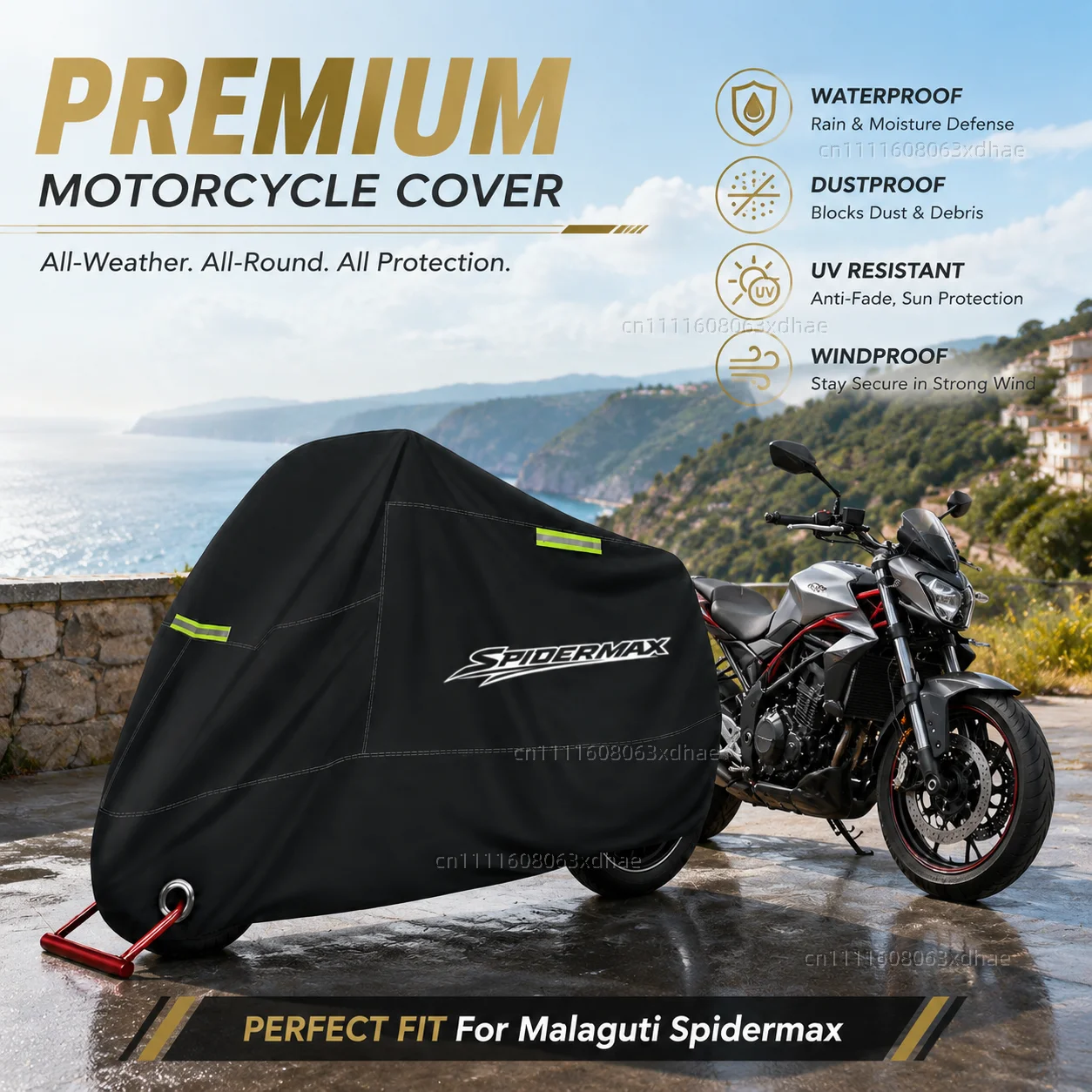 

Motorcycle Cover All Season Waterproof Dust Rain UV Protection 190T Oxford Cloth For For Malaguti Spidermax 2004-2011
