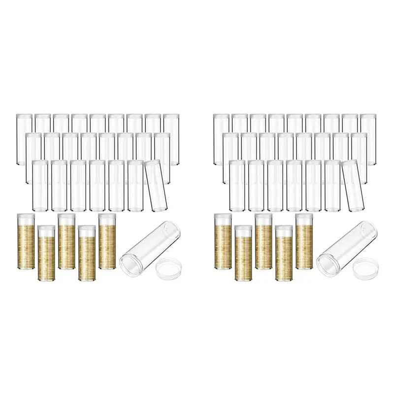 

ABZW 60 штук тубусов для хранения монет, органайзер для монет с завинчивающейся крышкой для коллекционирования монет, банковских нужд и хранения.
