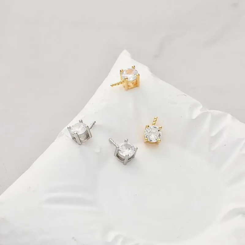 1 قطعة الصلبة 925 فضة 3mm-6mm نصف ثقب اللؤلؤ DIY بها بنفسك اكسسوارات المعلقات الزركون الخرز حامل فارغ مكونات العثور
