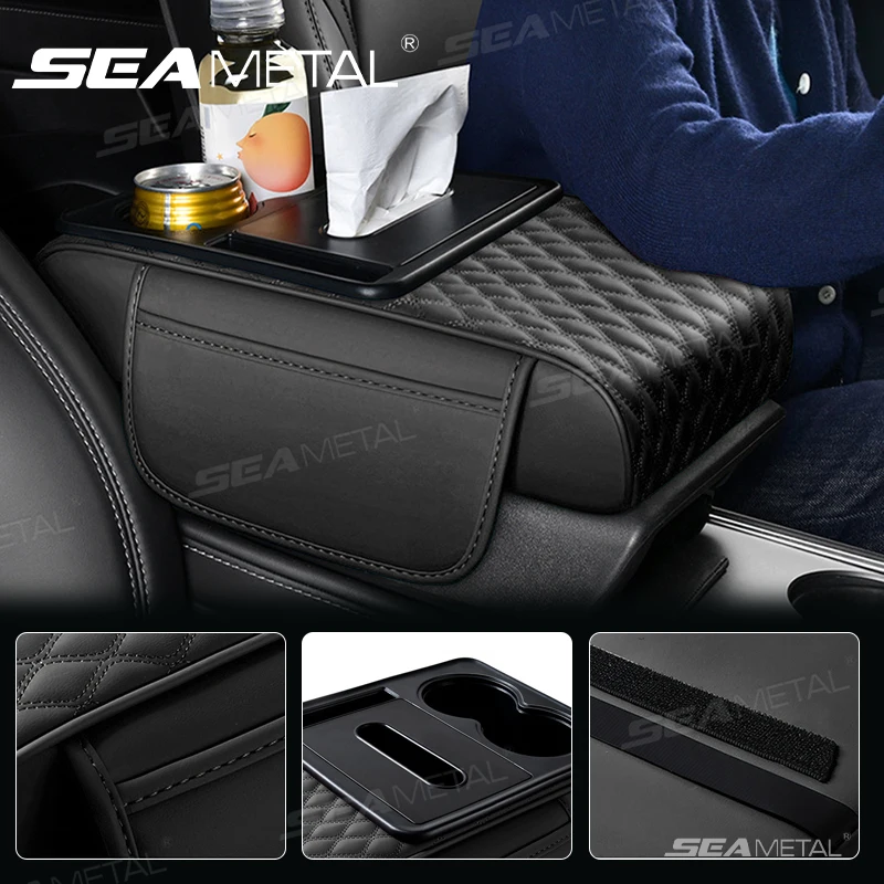 SEAMETAL Car Arm Rest Cushion Thicken High-Density Sponge Center Console Armrest Box Cover Pad Auto Elbow Support Rest Cushion