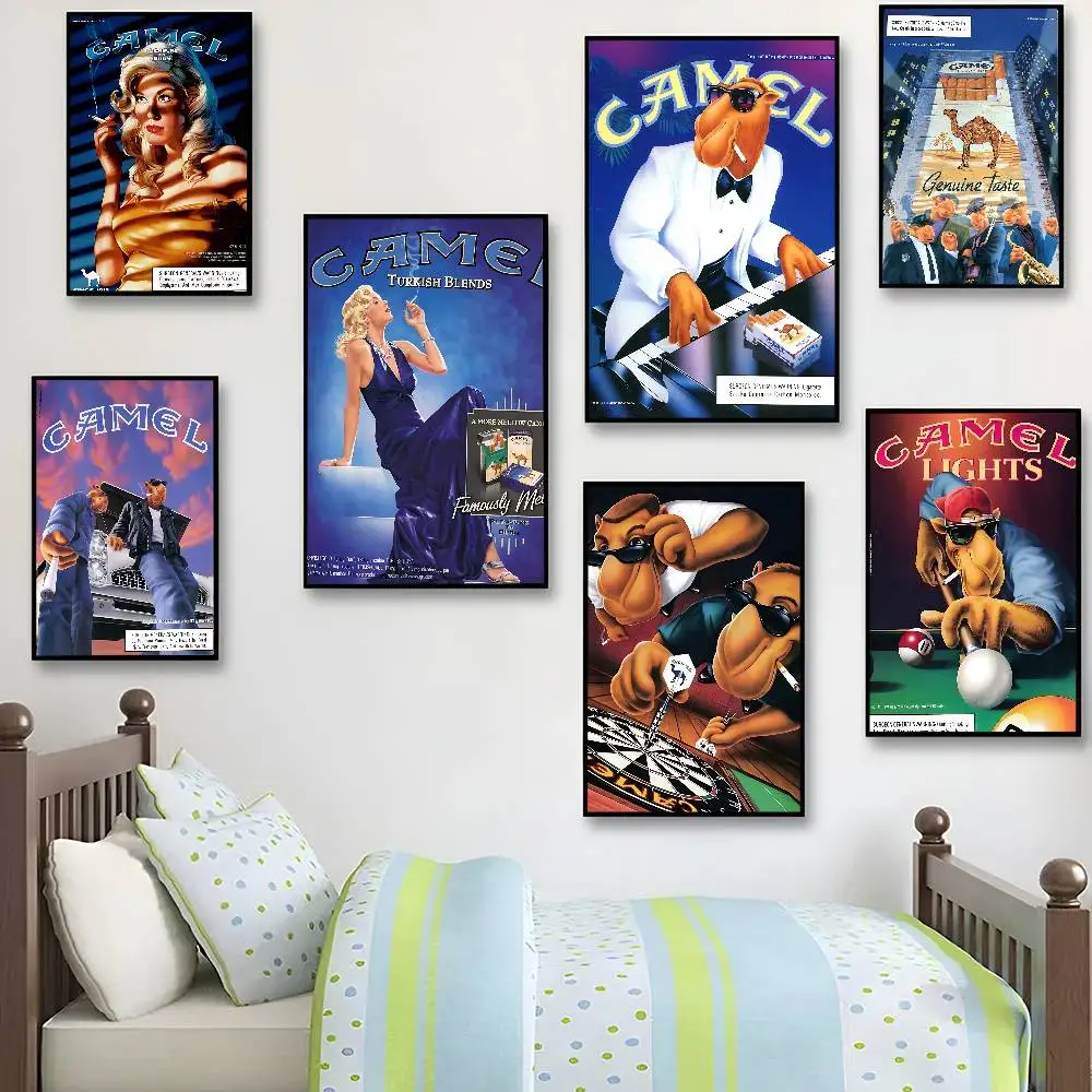 Brand C-Camel C-Cigarettes Anime Posters Sticky Whitepaper Sticker DIY Room Bar Cafe Kawaii Room Decor