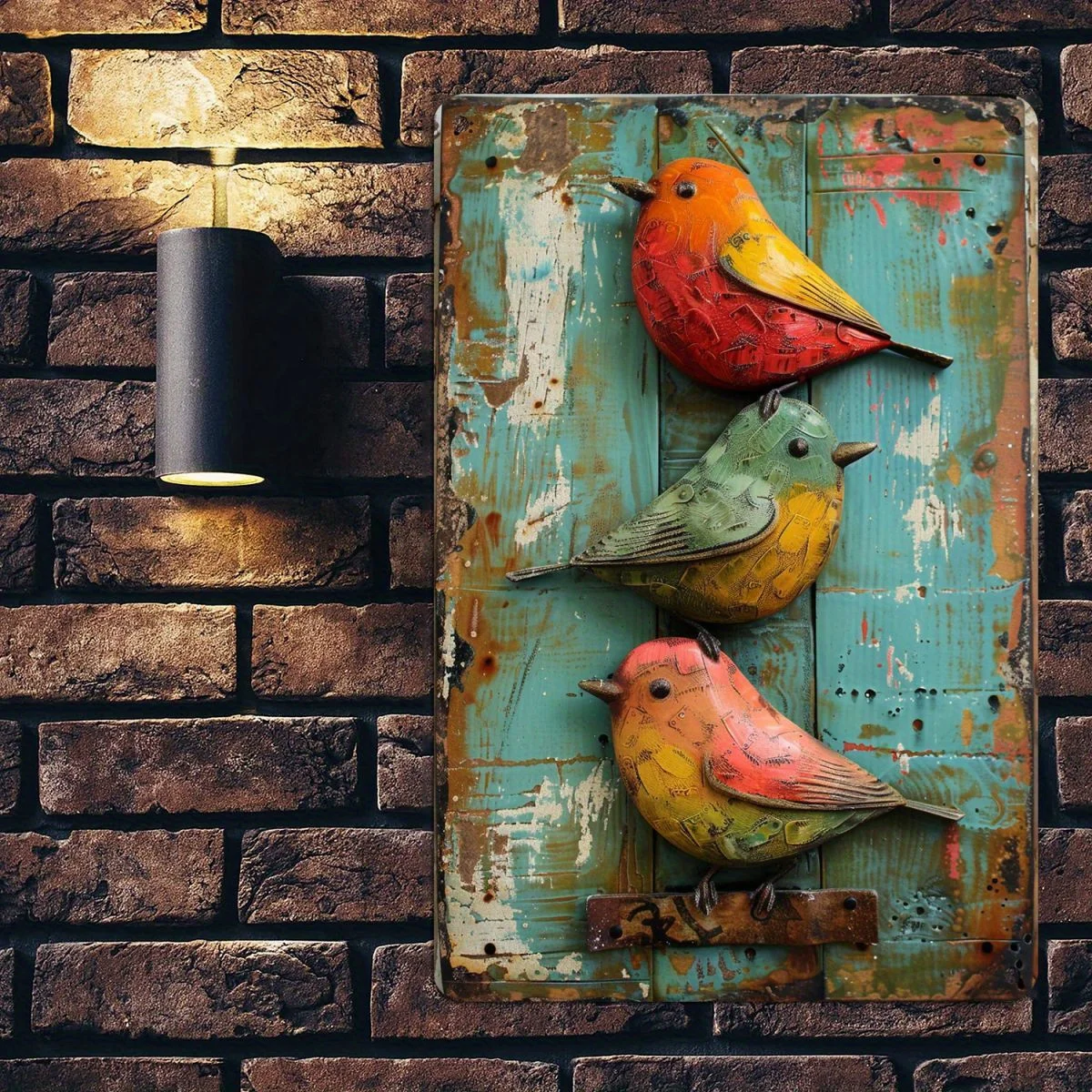 1PC Vintage โลโก้ดีบุกสีน้ํา Bird Wall ตกแต่งน่ารักตกแต่งนกเนอสเซอรี่สัตว์ Home Bar Board Wall ตกแต่ง