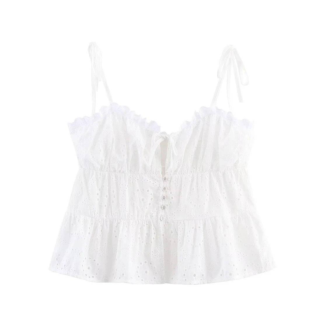 

Women's Strapless Tank Top Fashionable Openwork Embroidered Top New Style for Ladies