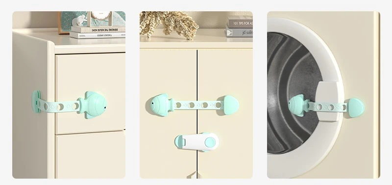 3 Stück Baby-Sicherheitsschlösser für Schränke, Multifunktionale Schubladenschlösser, Kunststoff-Kindersicherheitsschlösser, Kinderschutz-Türschlösser – Detail 5