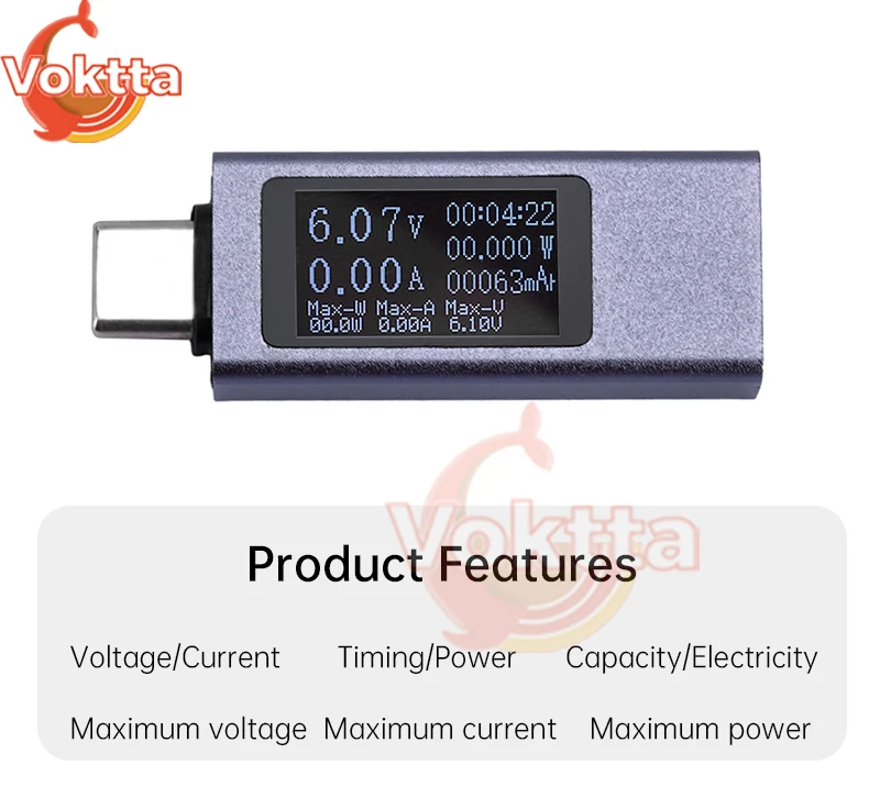 DC 4-30V 0-12A woltomierz amperomierz typu C Tester ładowania LED cyfrowy czujnik napięcie prądu miernik mocy Tester pojemności baterii