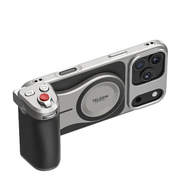 

TELESIN All-in-One Camera Grip for IPhone 17 Pro Max Magnetic with Fill Light Custom Button for Zoom Vlog Studio Photography