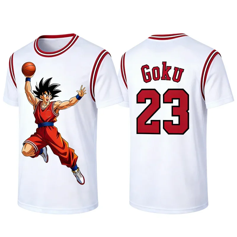 2026 Summer Dragon Ball Retro Quick Dry Sports T-shirt, Goku Print, Adult & Kids Fashion Casual Athletic Short Sleeve Top Y2k