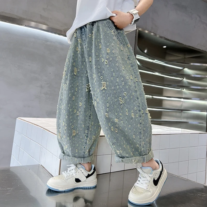 الفتيان فتاة هول الجينز السراويل نوعية ممتازة القطن جديد عارضة بناطيل أطفال طفل رضيع مريحة الاطفال ملابس الأطفال #4