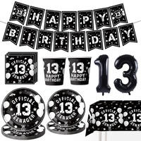 13th Birthday Party Supplies 13th Happy Birthday Banner Balloon Official Teen 13th Disposable Tableware 13 Years Old Party Decor