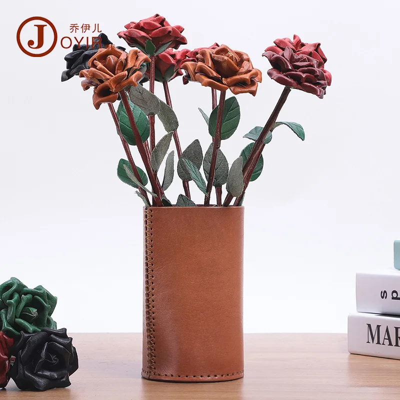 

Leather Handmade Simulation Rose Eternal Bouquet Interior Decoration Home Decoration Tanabata Valentine's Day Gift