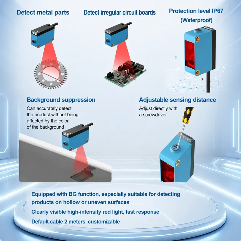 Background Suppression Laser Bar Photoelectric Switch Square Long Distance Diffuse Reflection Infrared Light Spot Area Sensor