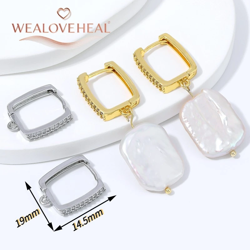 schmuckherstellung zubehör, 18K Vergoldete Messing Quadratische Huggie Hoop Ohrringe mit Mikro-Pavé Zirkonia und Schlaufe für DIY Hängeohrringe ​ Schmuckherstellungszubehör – Detail 17