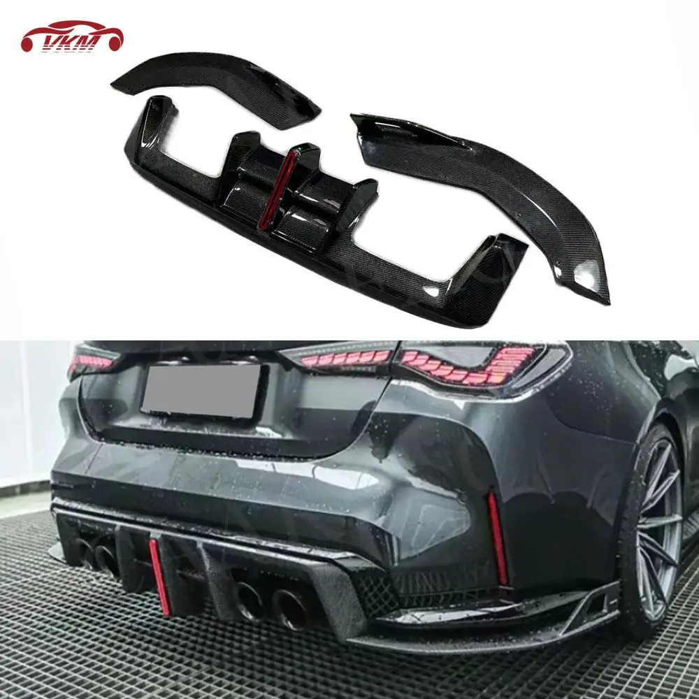 Carbon Fiber Rear Bumper Lip Diffuser with LED Light Side Splitter FRP Bodykit for BMW 4 Series G82 G83 M4 2021+ Car Accessories