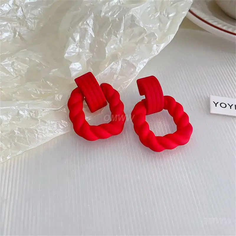 1/2pairs Square Earrings Bright Colors Red Unique Earrings Personalized Earrings Elegant Most Popular Retro Earrings