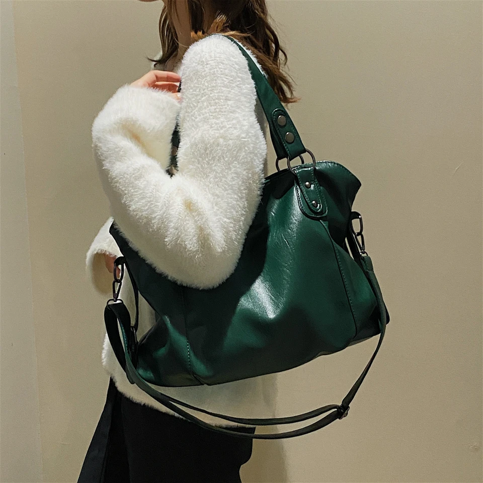 Big Black Shoulder Bags Women Solid Color Quality Soft Leather Crossbody Handbag Lady Travel Tote Bags Large Hobo Shopper Bag