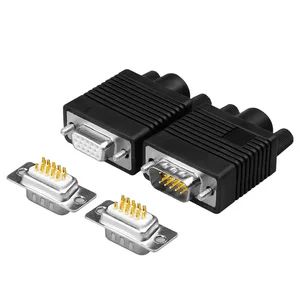 Terminal de cabeça de soldagem db15 vga, pino sólido banhado a ouro, cobre livre de oxigênio, três fileiras, 15 pinos, macho, fêmea, conector de exibição de computador 8 principais vendas cabe vga - №8