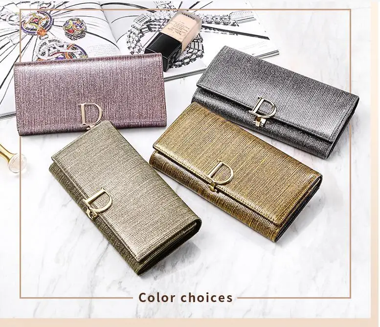 

0.2Vintage Multi Card Slot Long Women's Simple Wallet Leather Versatile Double Fold Soft Leather Credit Card Zero WalletHandbags