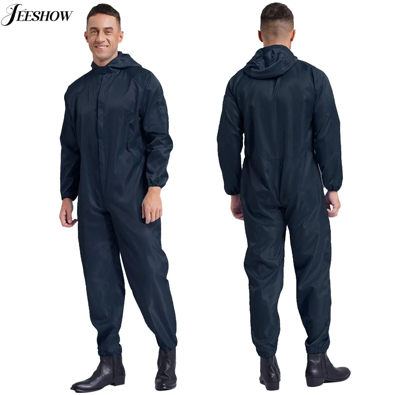 

Unisex Adult Anti-Static Hooded Coveralls Blend Work Dustproof Workwear Full-body Cover Jumpsuit Overalls Workshop Uniforms