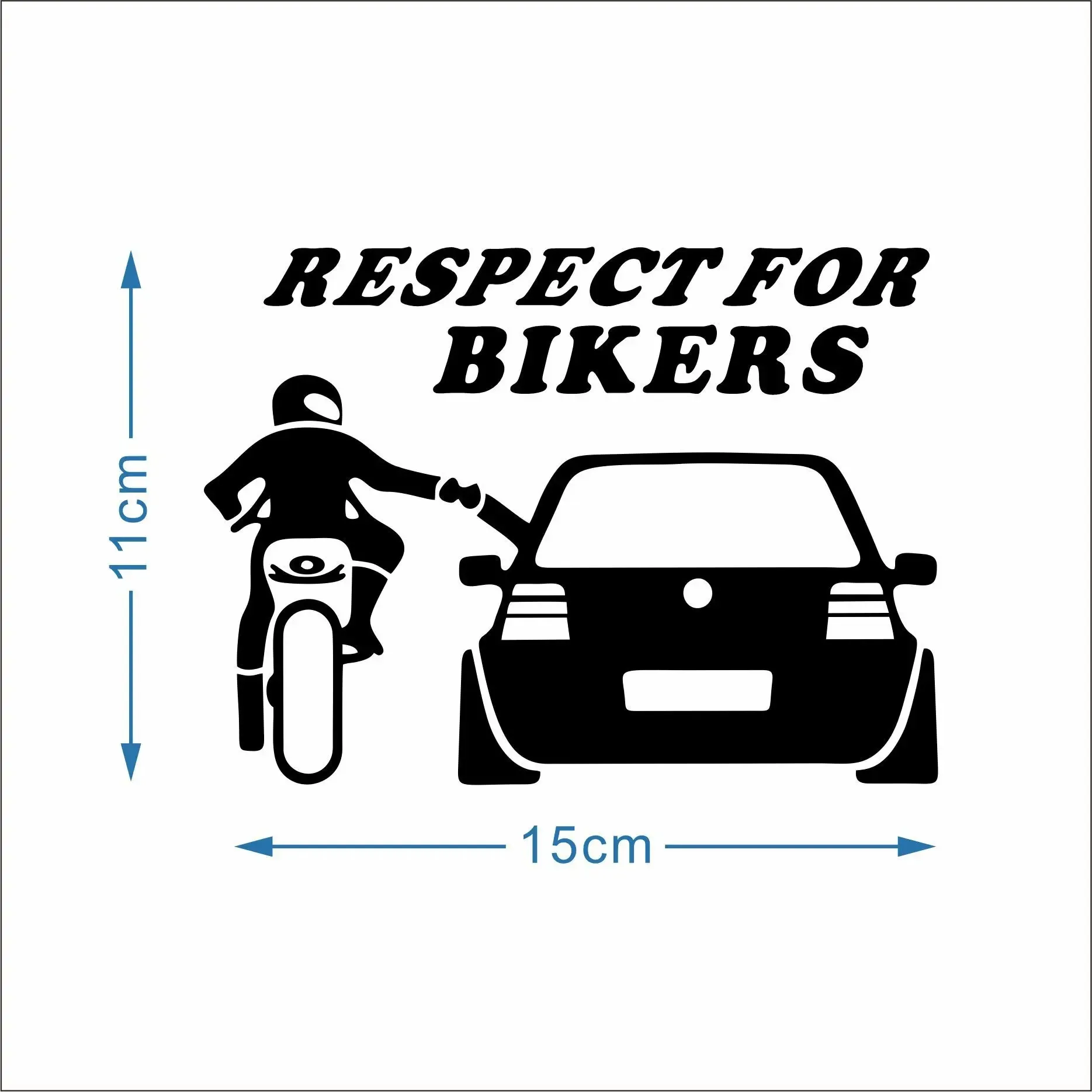 Respect For Bikers Car Vinyl Sticker, Creative Biker & Driver Fist Bump Decal, Universal Waterproof Rear Window Decor