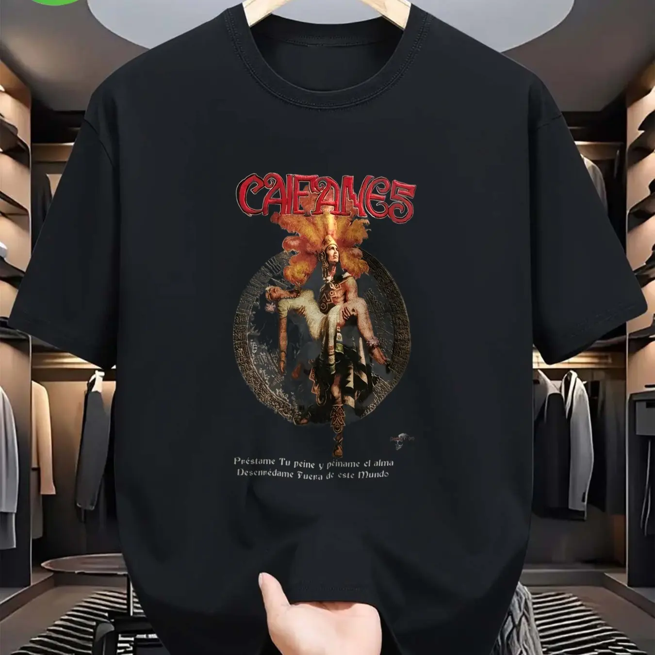 Camiseta Negra Caifanes para Hombre con Mangas Cortas - Diseño Gráfico Colorido, Ropa Casual Cómoda