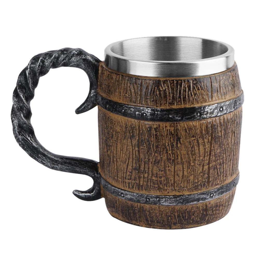 Taza de cerveza de barril de madera de imitación, estilo de madera, taza de acero inoxidable de madera de roble, taza de Metal para beber de doble pared, Bar y restaurante