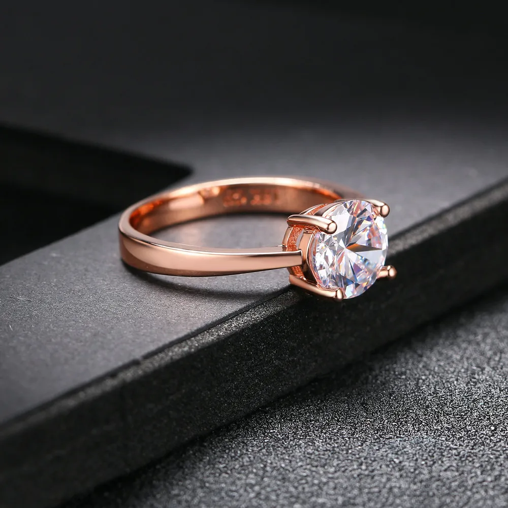 Double Fair Top Quality Round AAA+ Cubic Zirconia Rose Gold Color Fashion Jewelry Rings For Women Engagement DFR333