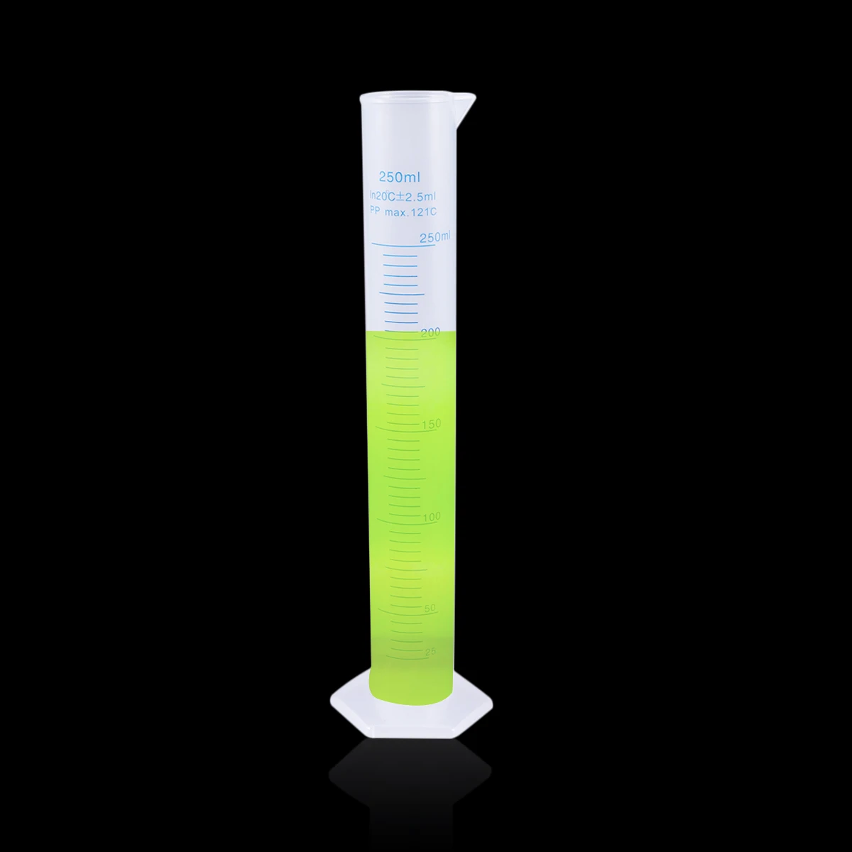 

250Ml Plastic Measuring Cylinder Transparent Graduated Cylinder Hexagonal Base Laboratory Test Tapered Pour Spout Wide