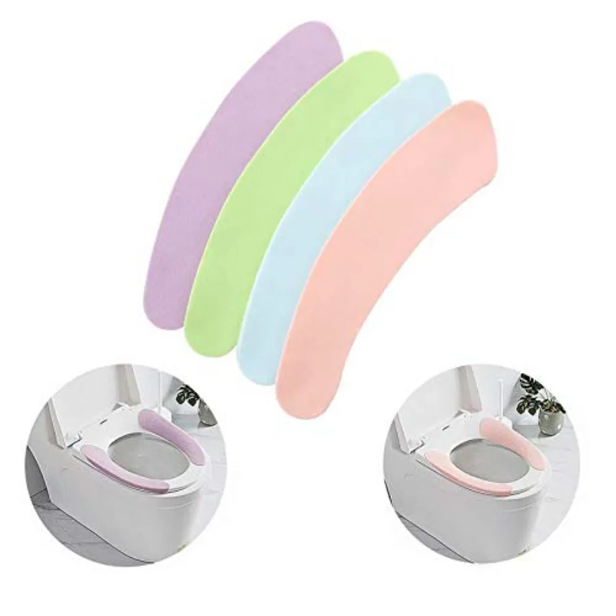 

4 Pack Bathroom Warmer Toilet Seat Cover Pads Washable and Reusable Cushion for Winter