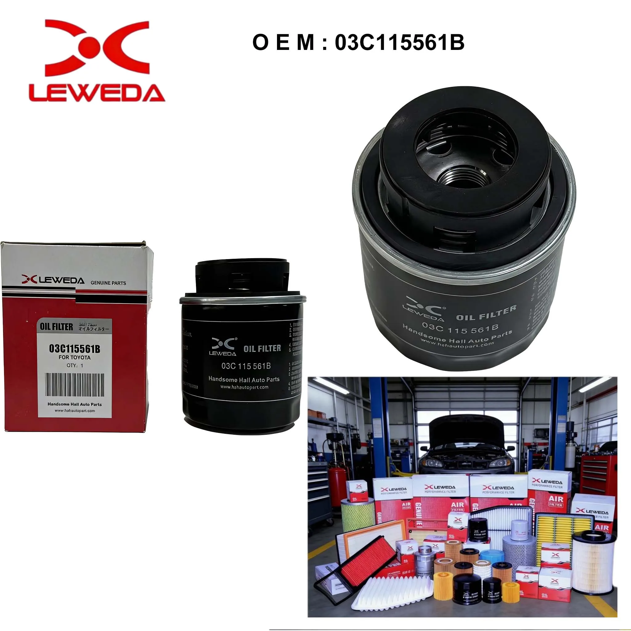 LEWEDA Hochwertiger OEM 03C115561B Ölfilter für VW Audi Skoda Seat 1.4 1.6 TDI ersetzt 03C115561C 03C115561J
