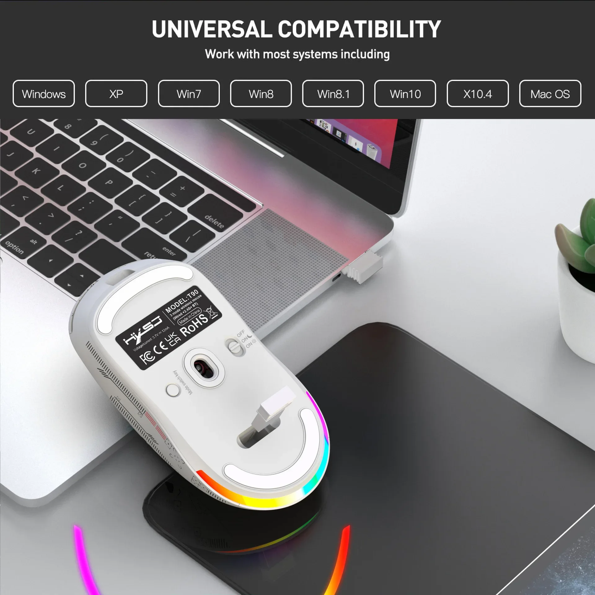 3-режимная игровая мышь Bluetooth, перезаряжаемая, 2,4G, USB, беспроводная мышь с RGB-подсветкой для iPad, планшета, ноутбука, компьютера, Fingerbot