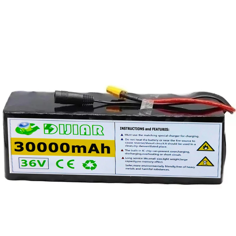 36V Battery 10S4P 30Ah Battery Pack 500W High Power Battery 42V 30000mAh Ebike Electric Bicycle xt60 BMS with Capacity Indicator