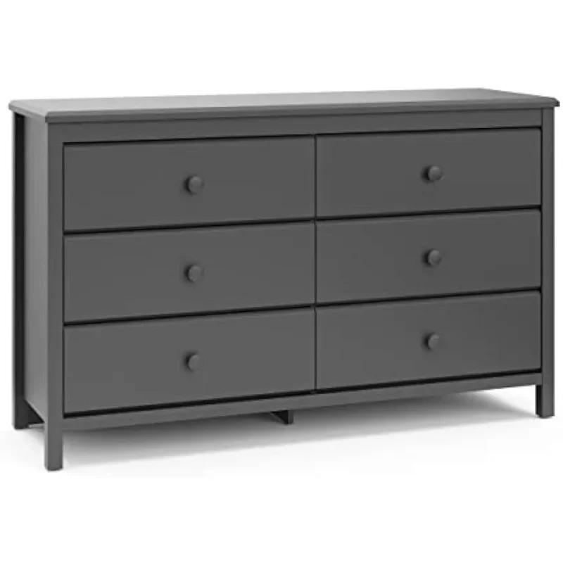 home.Storkcraft Alpine 6 Drawer Double Dresser (Gray) – GREENGUARD Gold Certified, Dresser For Nursery, 6 Drawer Dresser, Dresse