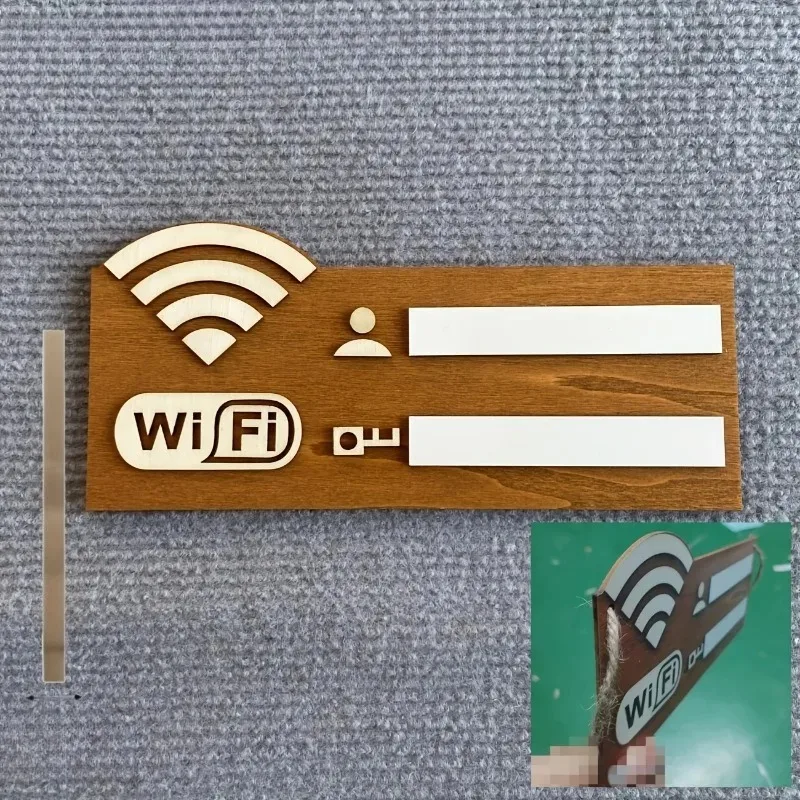Erasable Wooden WiFi Sign Board Password Display Plaque Stylish Decor Accessory for Home Office and Airbnb Guest Rooms