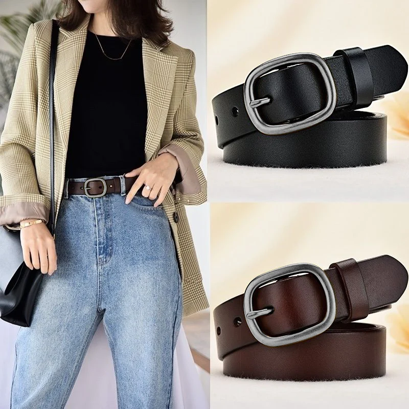 Retro Art Fine Belt Women's Genuine Leather Needle Buckle Soft Small Belt Casual Simple Versatile Decorative Belt New Trend