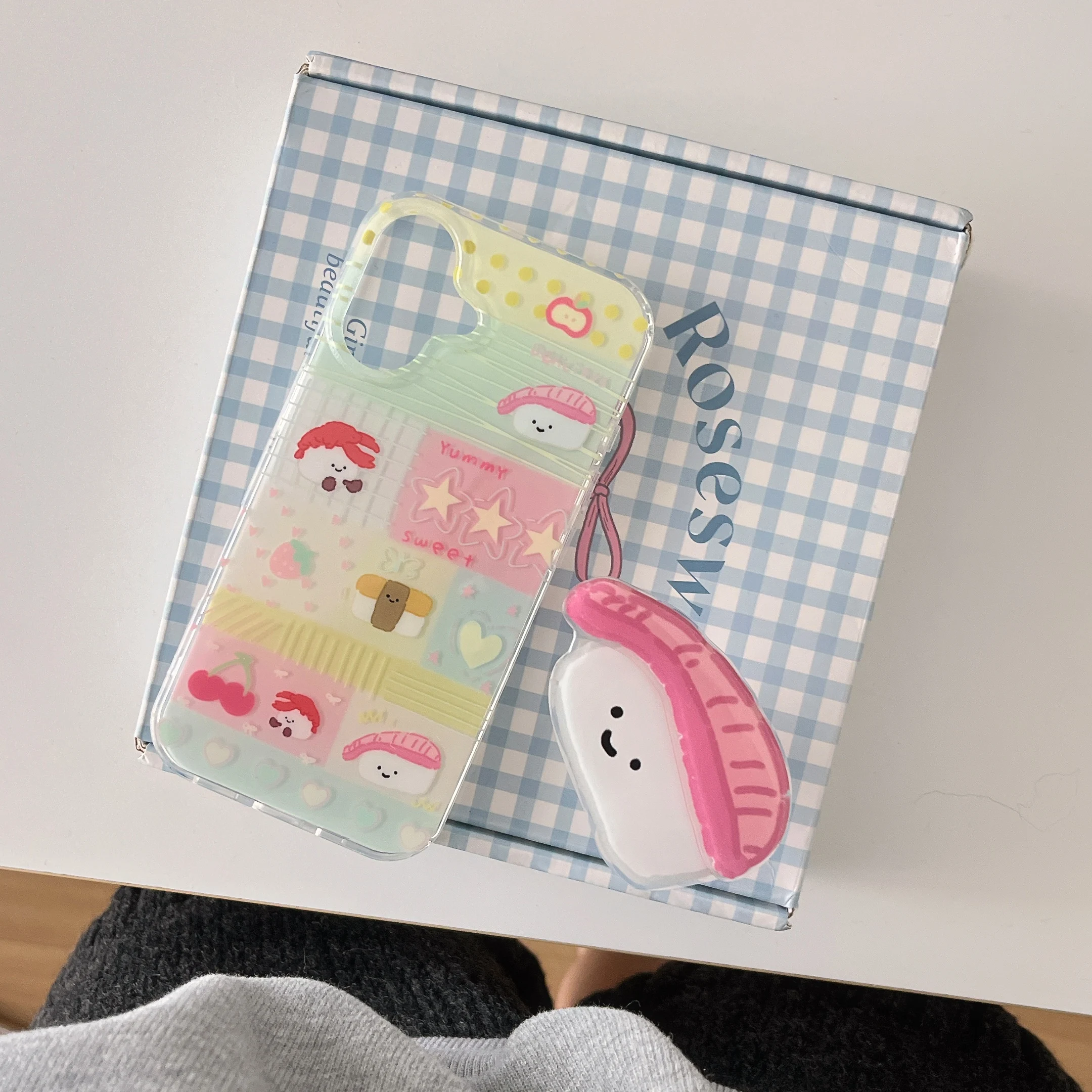 Creative Cute Sushi Stand Japanese Food Double Layers Shockproof Phone Case for iPhone 16 15 14 11 12 13 Pro Max Plus Back Cover