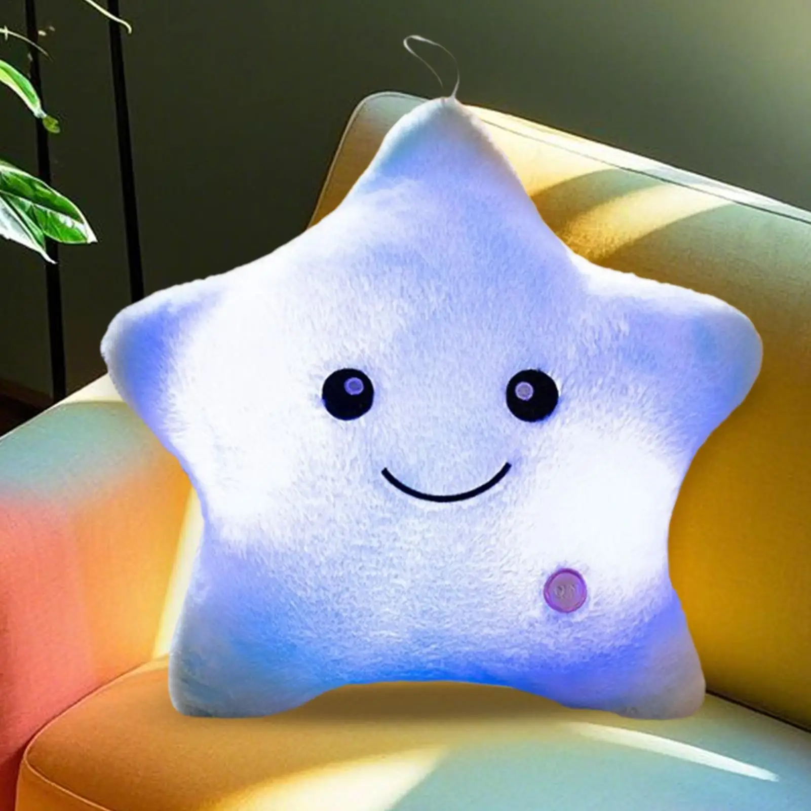 Cuscino a forma di stella in peluche illuminato Cuscino con stelle in peluche per bambini Giocattolo calmante colorato da 16 pollici Compagno di sonno per divano per ragazze dei bambini