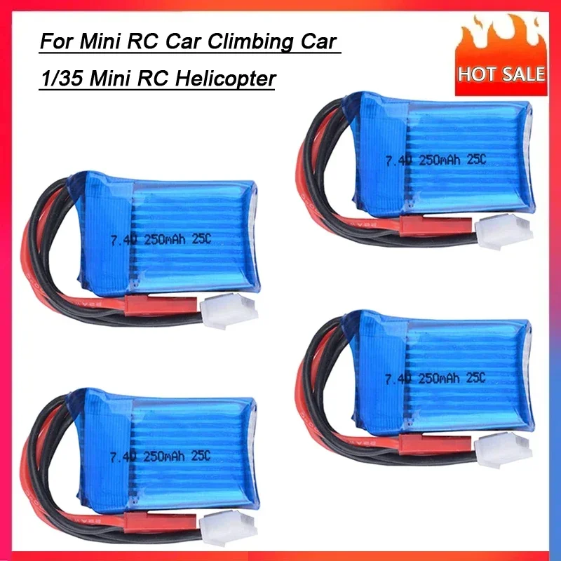 7.4V 250Mah 25C 2S Li-Po Battery with JST Plug for Mini Remote Control Car Climbing Car 1/35 Mini RC Helicopter