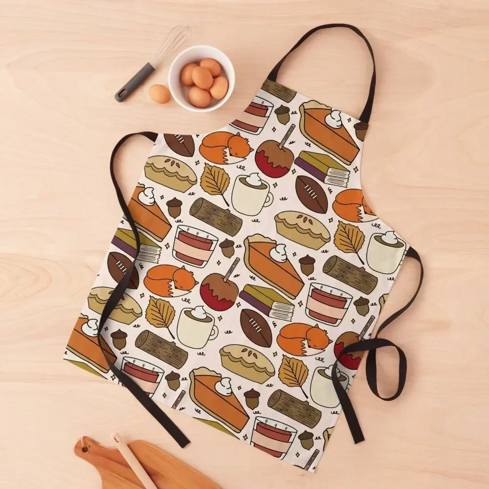 

Autumn Doodles Apron christmas kitchen cloths for home useful pieces barber uniform kitchen item Apron