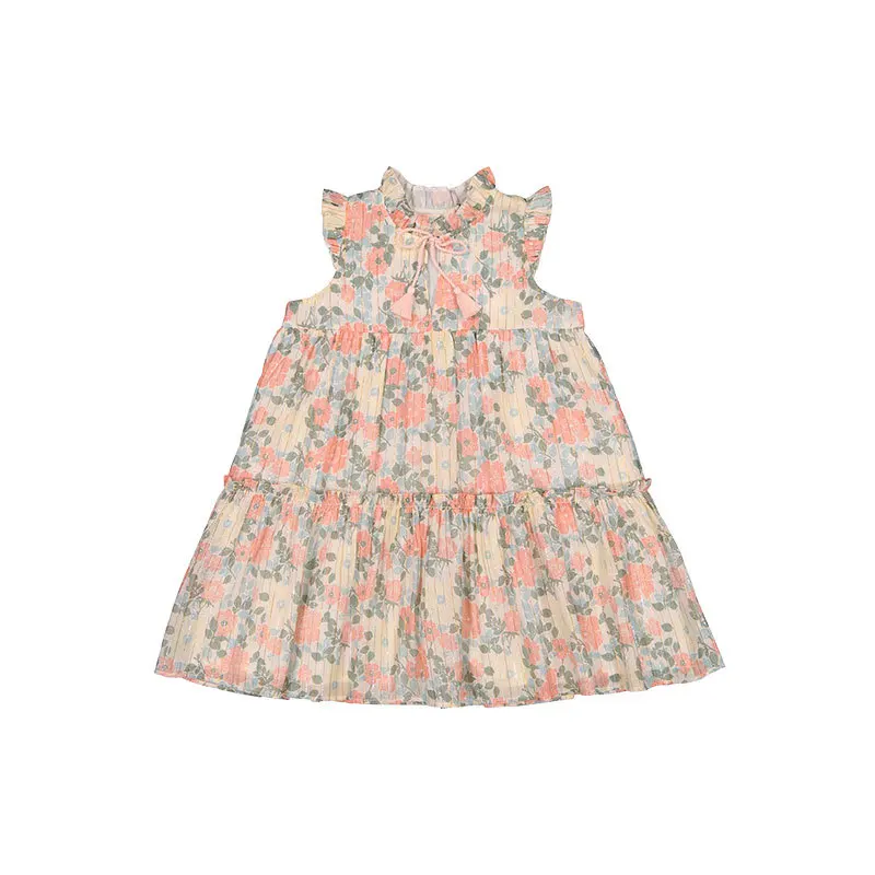 2024 summer new LOU series children\'s floral dress Girls Pastoral series casual dress dress dress pre-sale April delivery