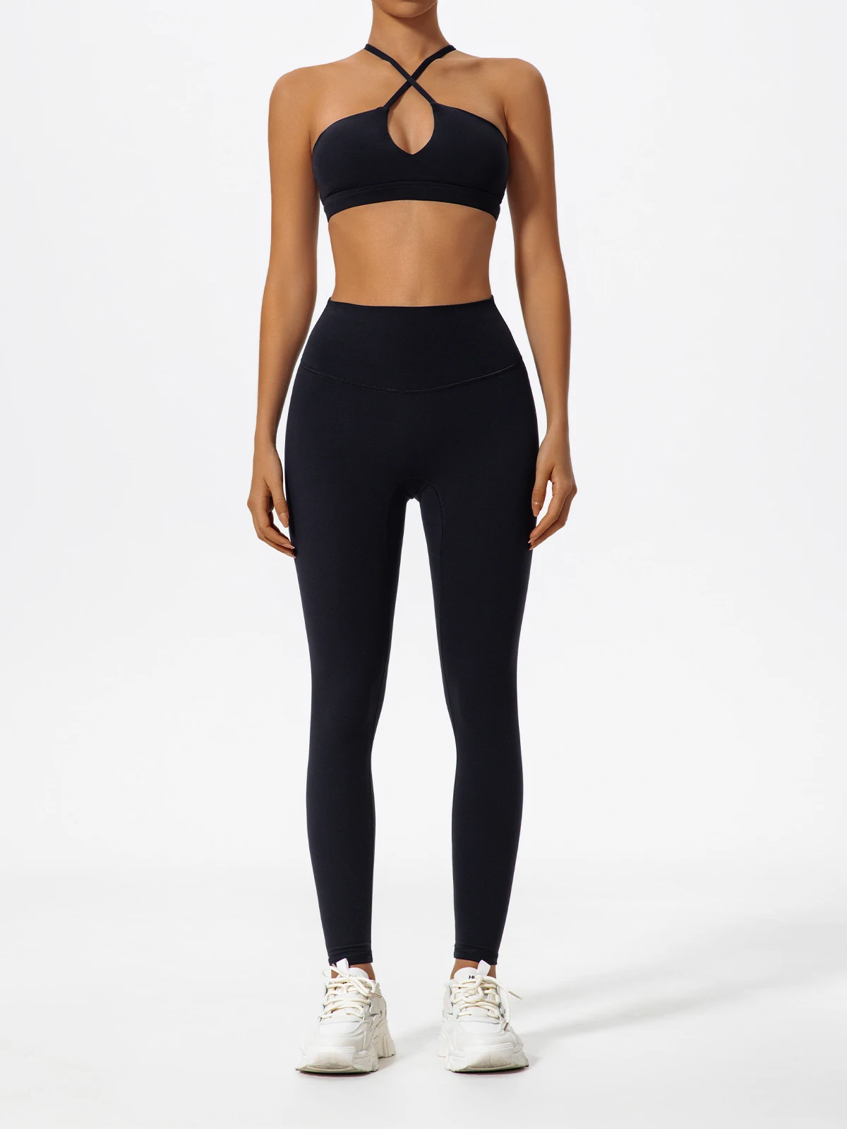 Neues Sommer-Zweiteiler-Sportset für Damen, Yoga-Kleidung mit überkreuztem Oberteil, Sport-Bandeau-BH, Sportoutfit für Frauen – Detail 18
