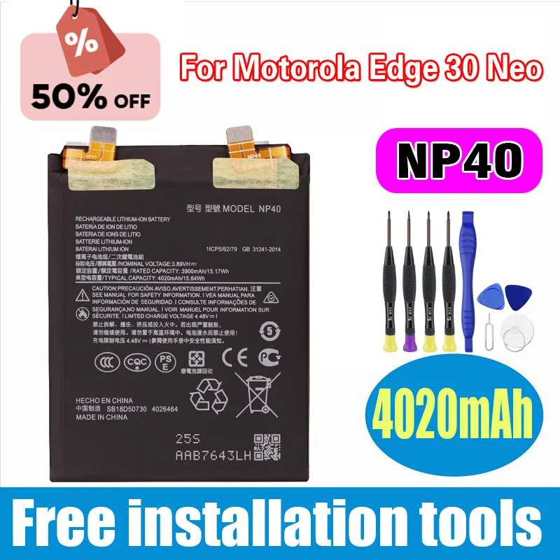 2PCS/LOT Brand New NP40 4020mAh Battery for Motorola Edge 30 Neo Mobile Phone Batteries+Tools