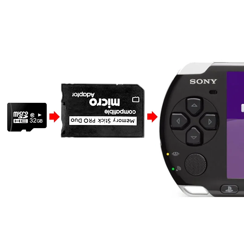 DATA FROG Micro SD TF to MS Pro Duo Adapter Converter for PSP 1000 2000 3000 Go Memory Stick Slot Card Reader