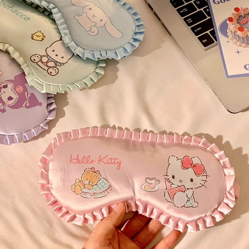 

Sanrio kuromi cute lace-edged eye mask hello kitty cinnamoroll my melody ladies office sunshade sleep glasses cover animation