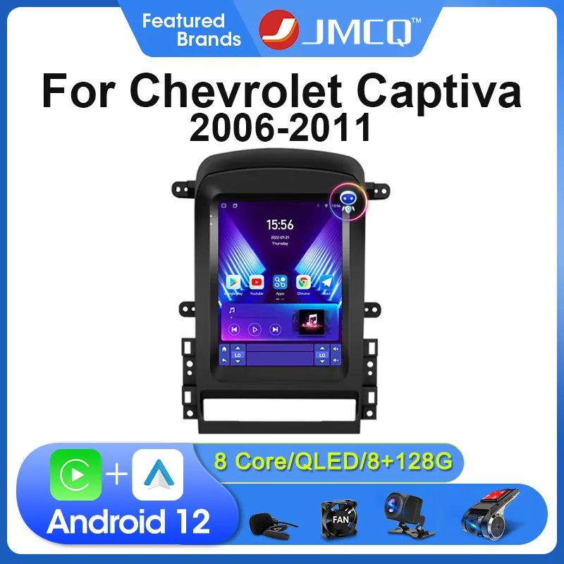 JMCQ 2Din Radio samochodowe dla chevroleta Captiva 2006-2011 multimedialny odtwarzacz wideo nawigacja GPS bezprzewodowy Carplay 4G Android 12