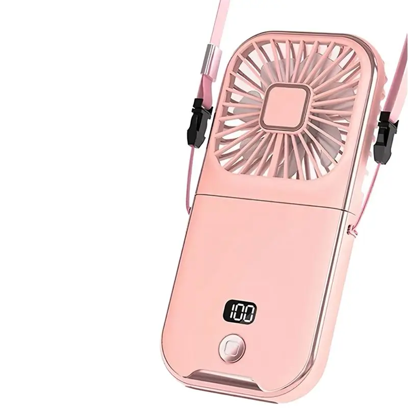 BABZ-USB Charging Digital Display Desktop Stand Neck Hanging Fan Portable Handheld Fan B