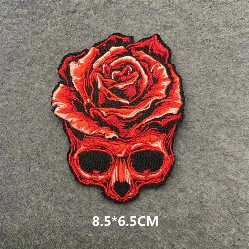 Parche termoadhesivo punk calavera y dibujo bordado para ropa - imagen 3