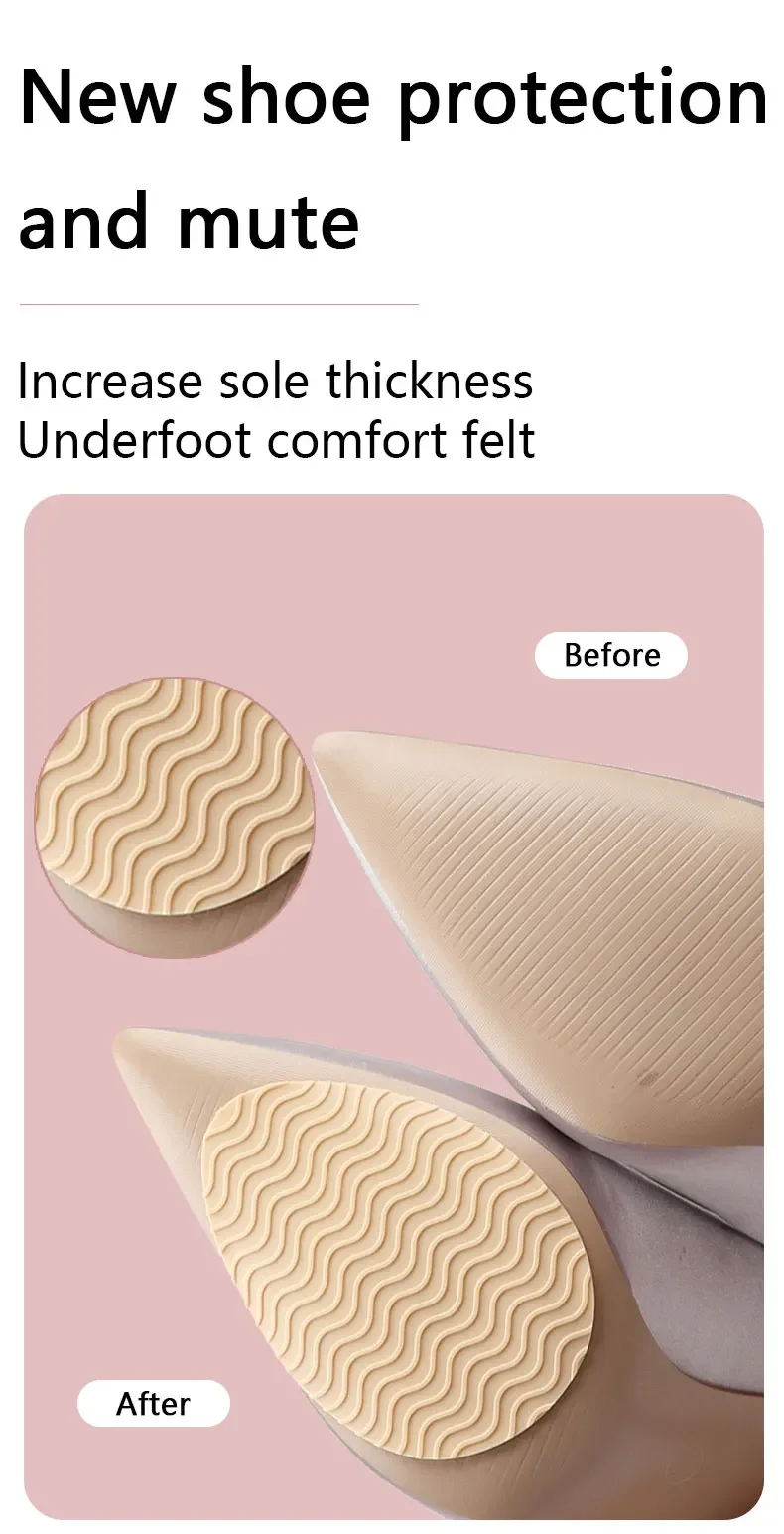 Rutschfeste Schuhpolster, selbstklebende Schuhgriffe, Gummi-Antirutsch-Einlegesohlen, Klebe-Schutz, Silikon, widerstandsfähig, Sohlenabdeckung für hohe Absätze – Detail 3