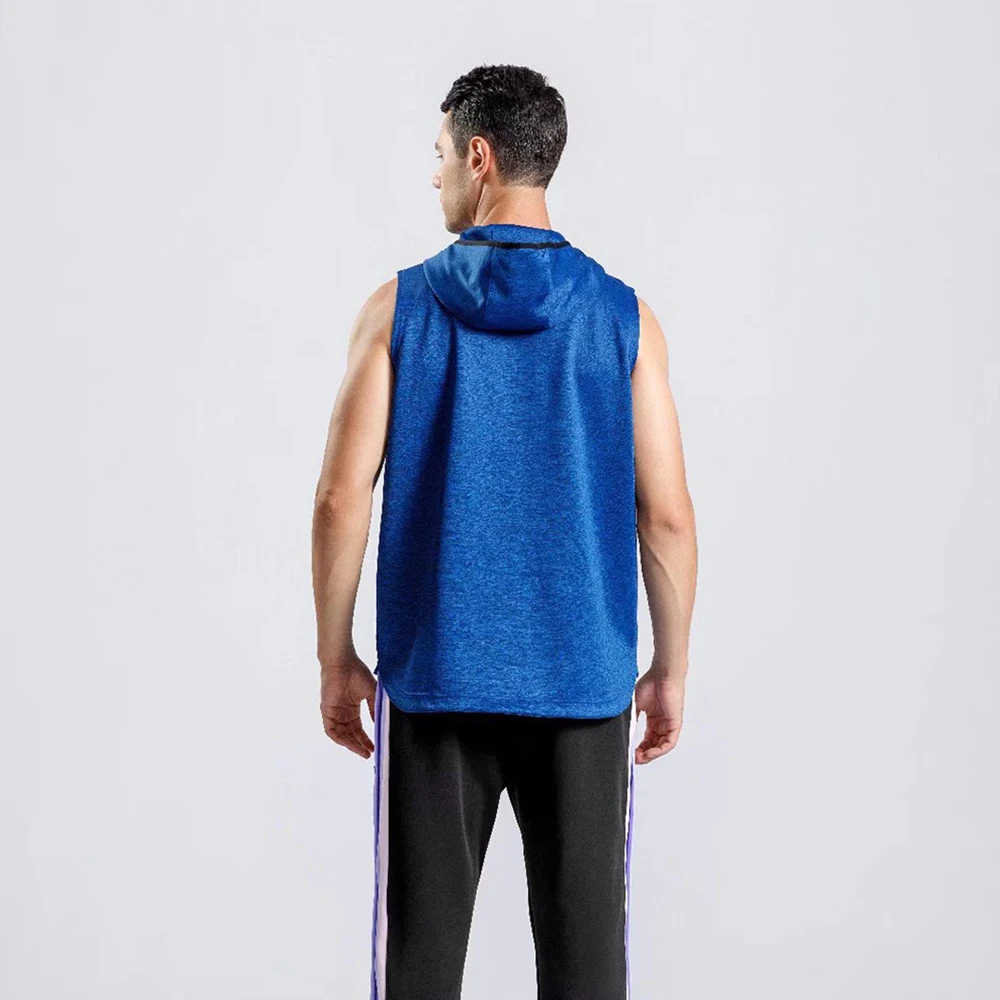 Men Sleeveless Running Vest Sport Running Training  Hooded Sportswear