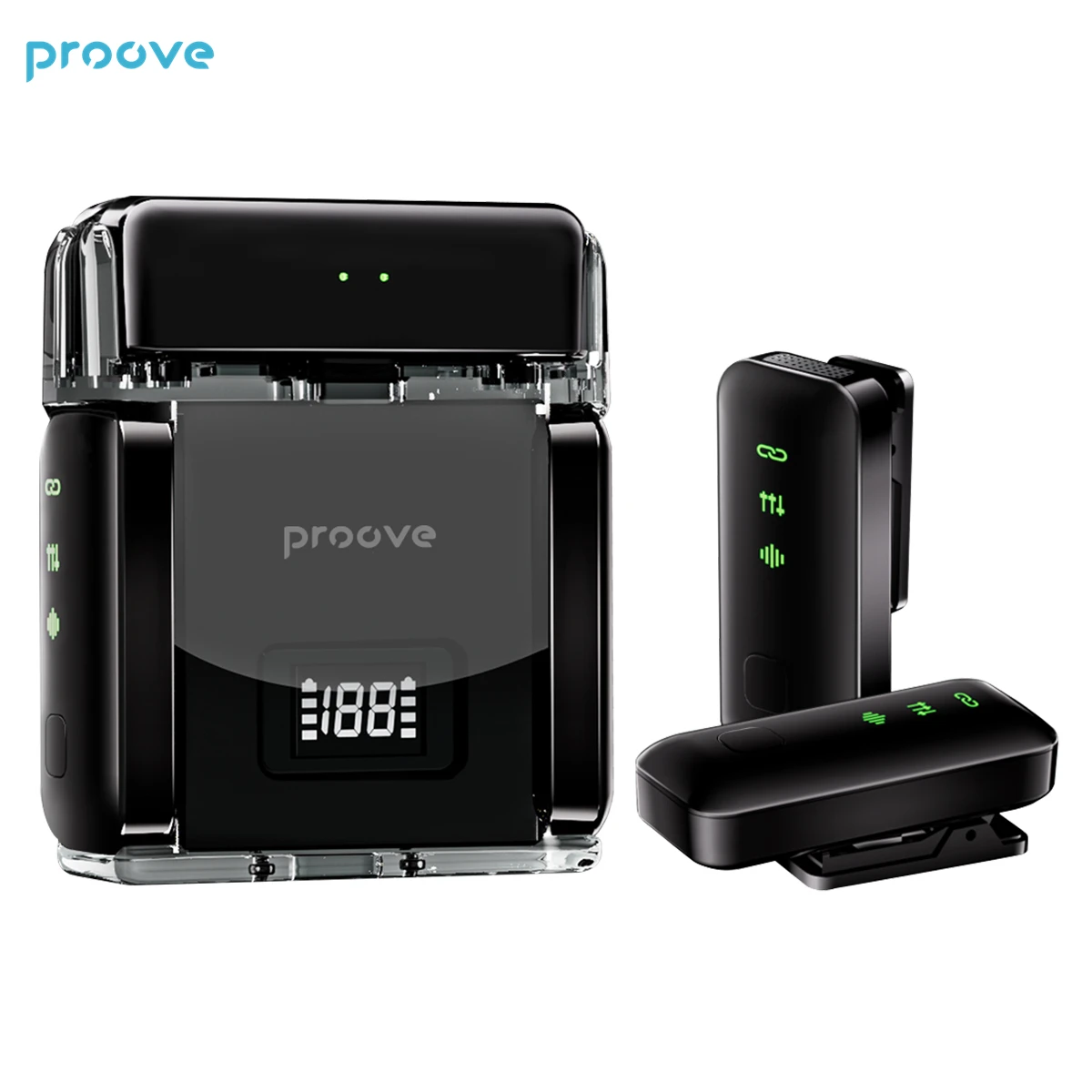 

Proove Live Wireless Microphones Set Short Video Recording Mini Mic For iPhone Android Live Broadcast