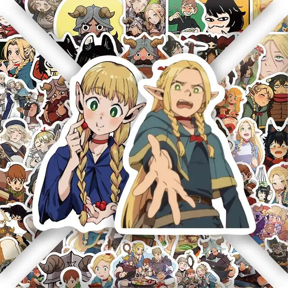 

Аниме Delicious In Dungeon, наклейки Meshi, Marcille, аксессуары для косплея, багаж, гитара, телефон, наклейка для скрапбукинга, декор, Рождественский подарок